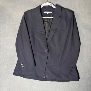 Veronica Beard Dickey Blazer Womens 14 Navy Blue Single Button Jacket
